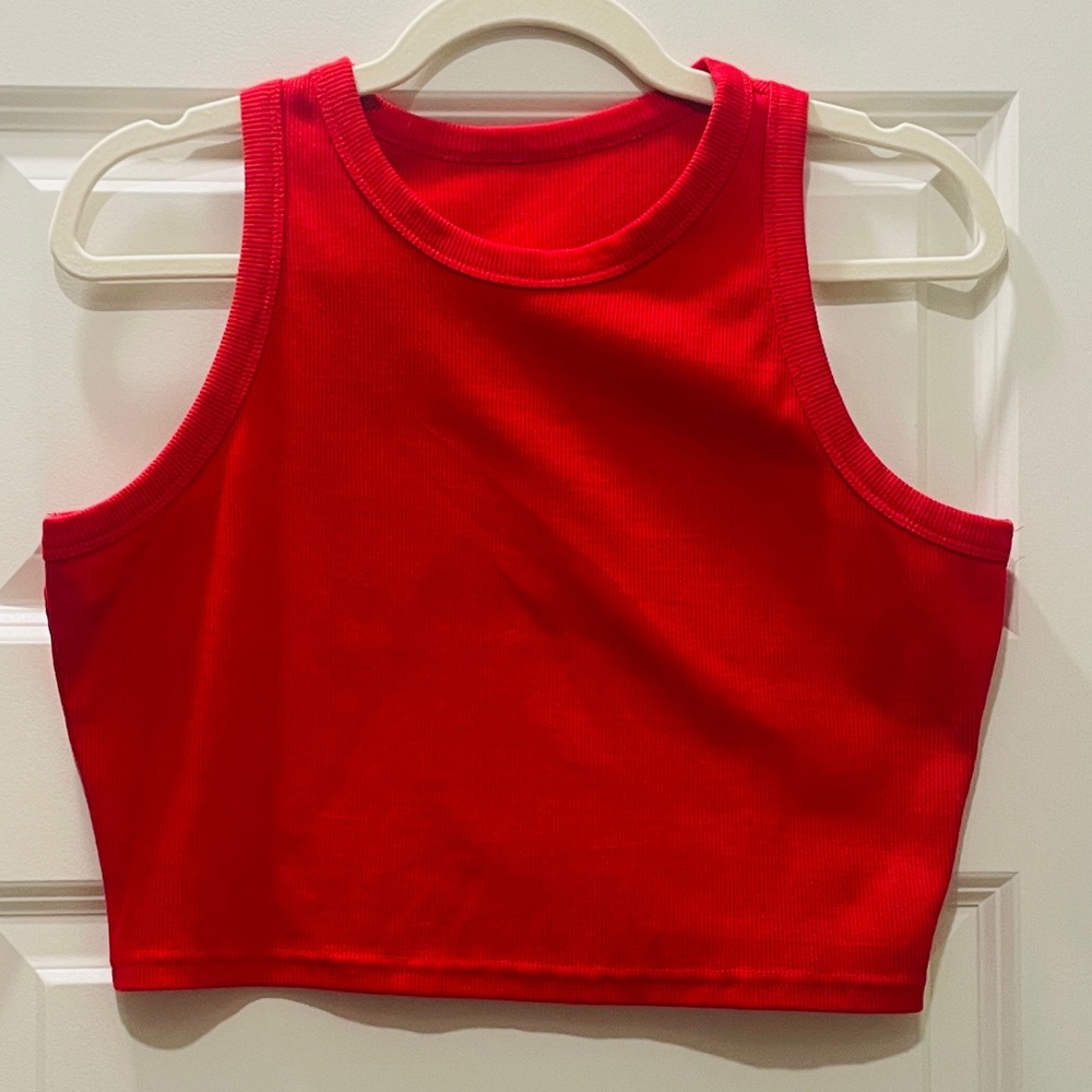 Red Sleeveless Crop Top